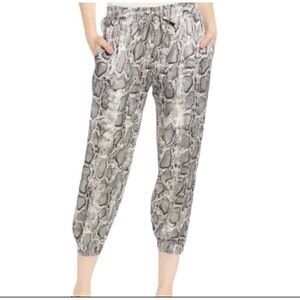 Bishop & Young Gray & Tan Snake Python Animal Print Jogger Pants XS